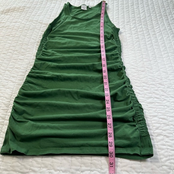 Aritzia TNA Chill Bodycon Malibu Olive Green Ruched Mini Dress - Picture 4 of 13